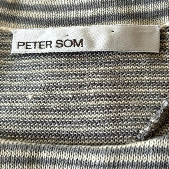 Peter Som Anthropologie 100% Linen Sweater Dress Gray White Stripe Size Large - Picture 8 of 8
